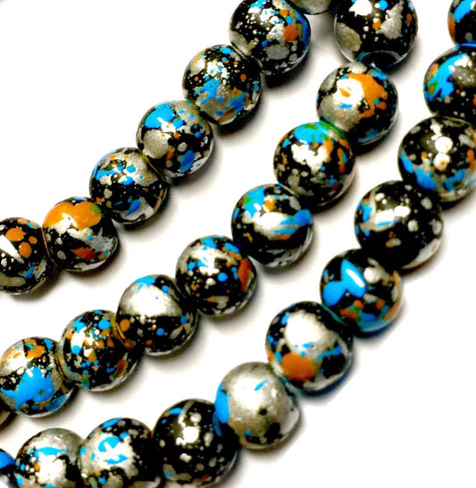 1x Strand 130pcs Round 6mm Multicoloured Glass Beads for Jewellery Making