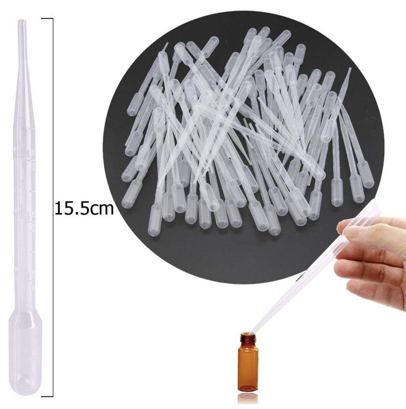 10x Plastic 3.0 ml Pippettes Dropper for Multi Use Crafts Labs Fragrance Oil