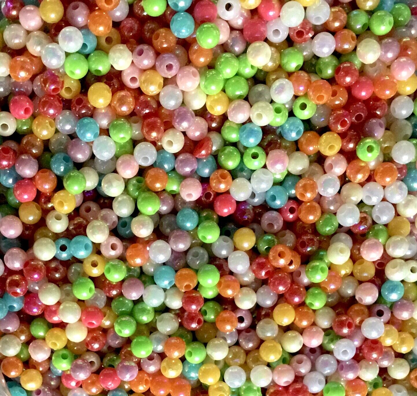 1000x AB Multicolour 4mm Acrylic Beads for Jewellery Crafting