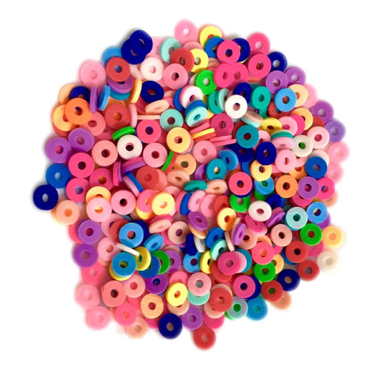 300x Flat Round Disc 6mm Polymer Spacer Beads