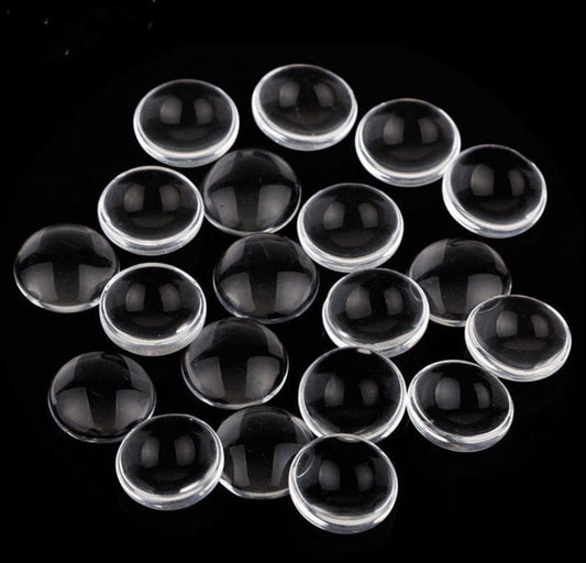 15 x Crystal Clear Glass Stone 25mm Cabochon for Glass Stone Art