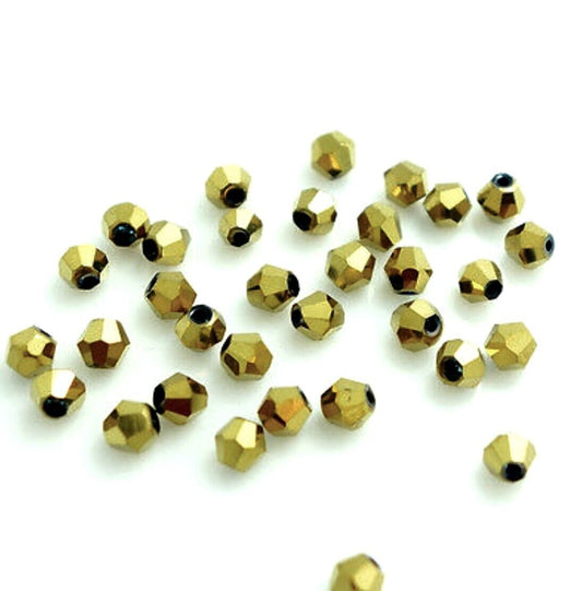 200x  Golden 5mmx4mm Acrylic Bicone Spacer Beads