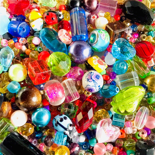 80g Multi Colour Mix Shapes Mix Sizes 3-20 mm Glass Beads