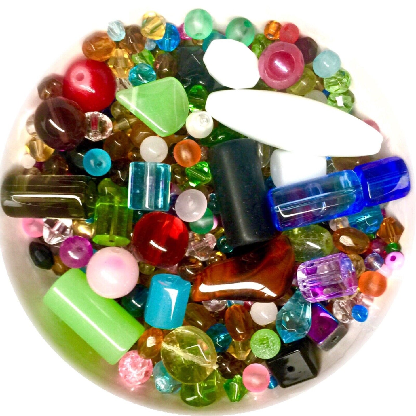 1 Pack of 200grams (over 1000pcs) 3mm-40mm Multi Colour Mix Shapes Glass Beads