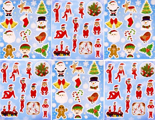 6x Sheets Henbrandt Santa and Elves Christmas Fun Craft Stickers