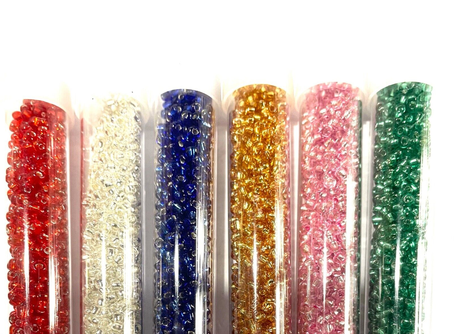 6x Tubes Bead Storage of Silver Lined 2mm Multi Coloured Glass Seed Beads