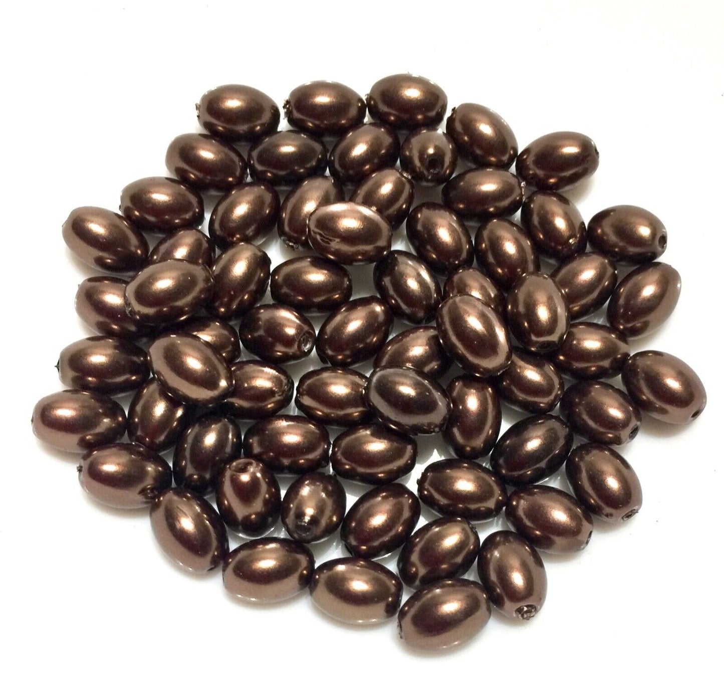 30x Dark Bronze 10.5mmx7.5mm  Oval Faux Pearl Acrylic Beads for Jewellery Making