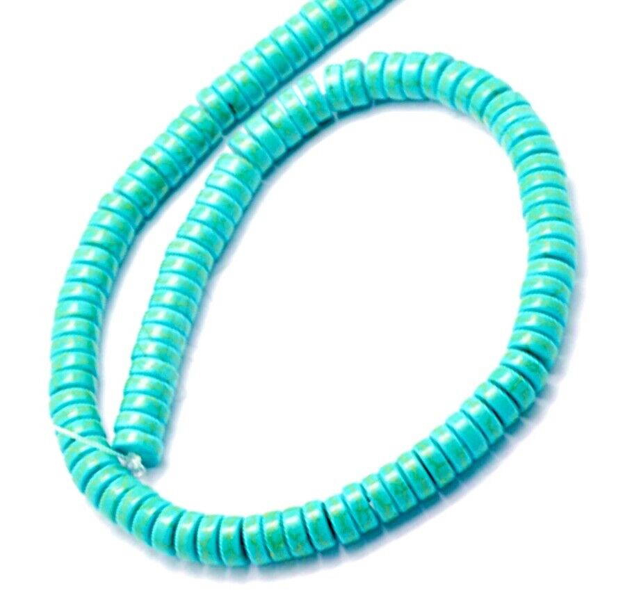 1 strand Flat Round Howlite Turquoise 8mm x3mm Beads (110 pcs)