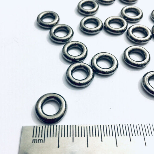 100x Gunmetal 12mmx3mm Ring Beads