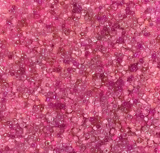 3000+ Pink Colour Hues 2mm-2.5mm Glass Seed Beads
