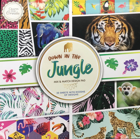 Down in the Jungle Mix & Match 20 page Design Pad for Paper Craft - 30cm x 30cm