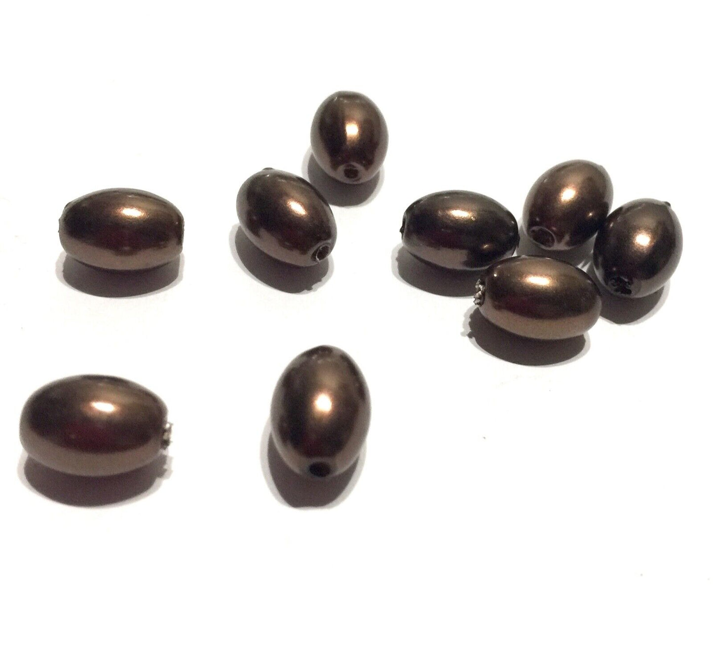 30x Dark Bronze 10.5mmx7.5mm  Oval Faux Pearl Acrylic Beads for Jewellery Making