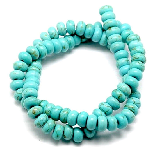 1 strand Rondelle Howlite Turquoise 6mm x 2.5mm Beads (135+ pcs)