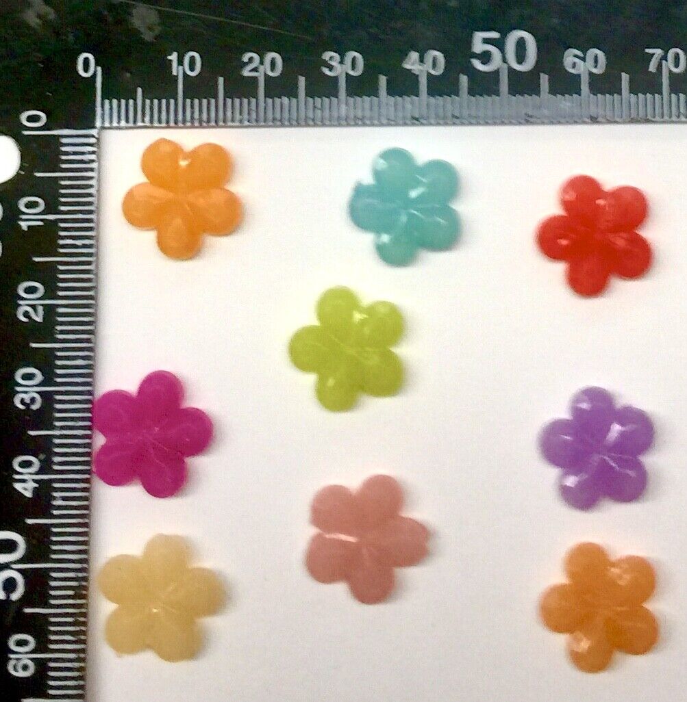 100 pcs Jelly Like Color Flower Charm14.5mm Acrylic Beads