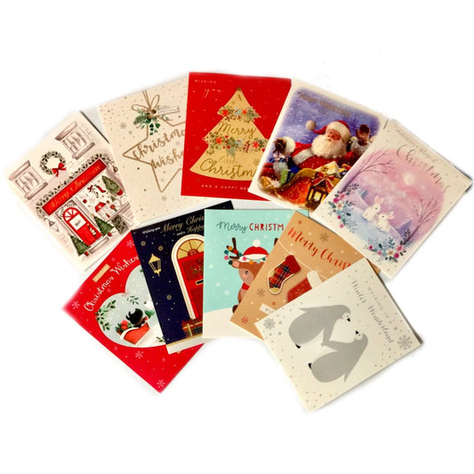 Pack of 10 Christmas Noel Holiday Design Theme Greeting Cards