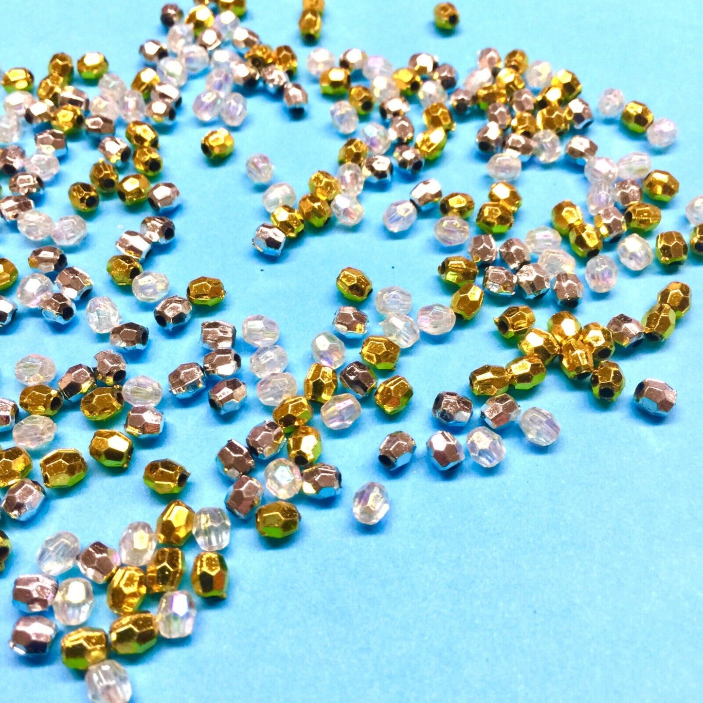 200x Multi Colour Faceted Hexagon 5mmx4mm Acrylic Spacer Beads