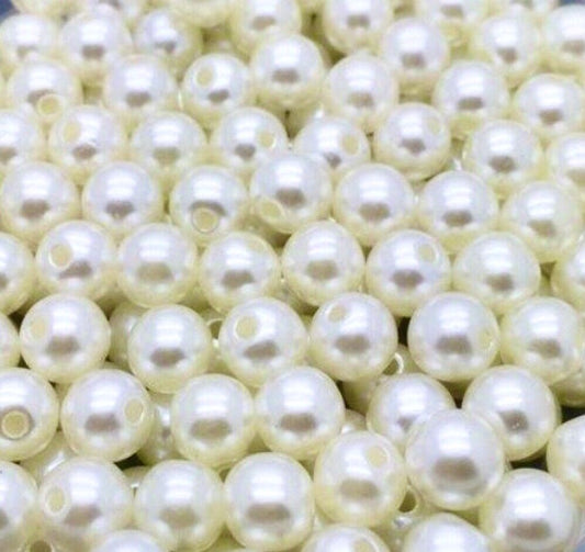 50x Ivory Faux Pearl 11mm Acrylic Beads
